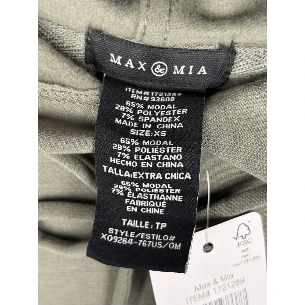 Max & Mia Women's 2-Piece Hoodie Lounge Set, Dark Sage (Green), Size XS